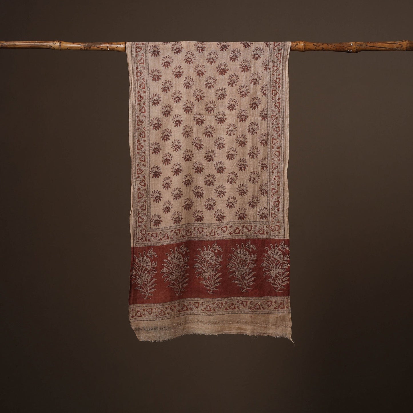 Pedana natural dyed hand wool kalamkari stole 03
