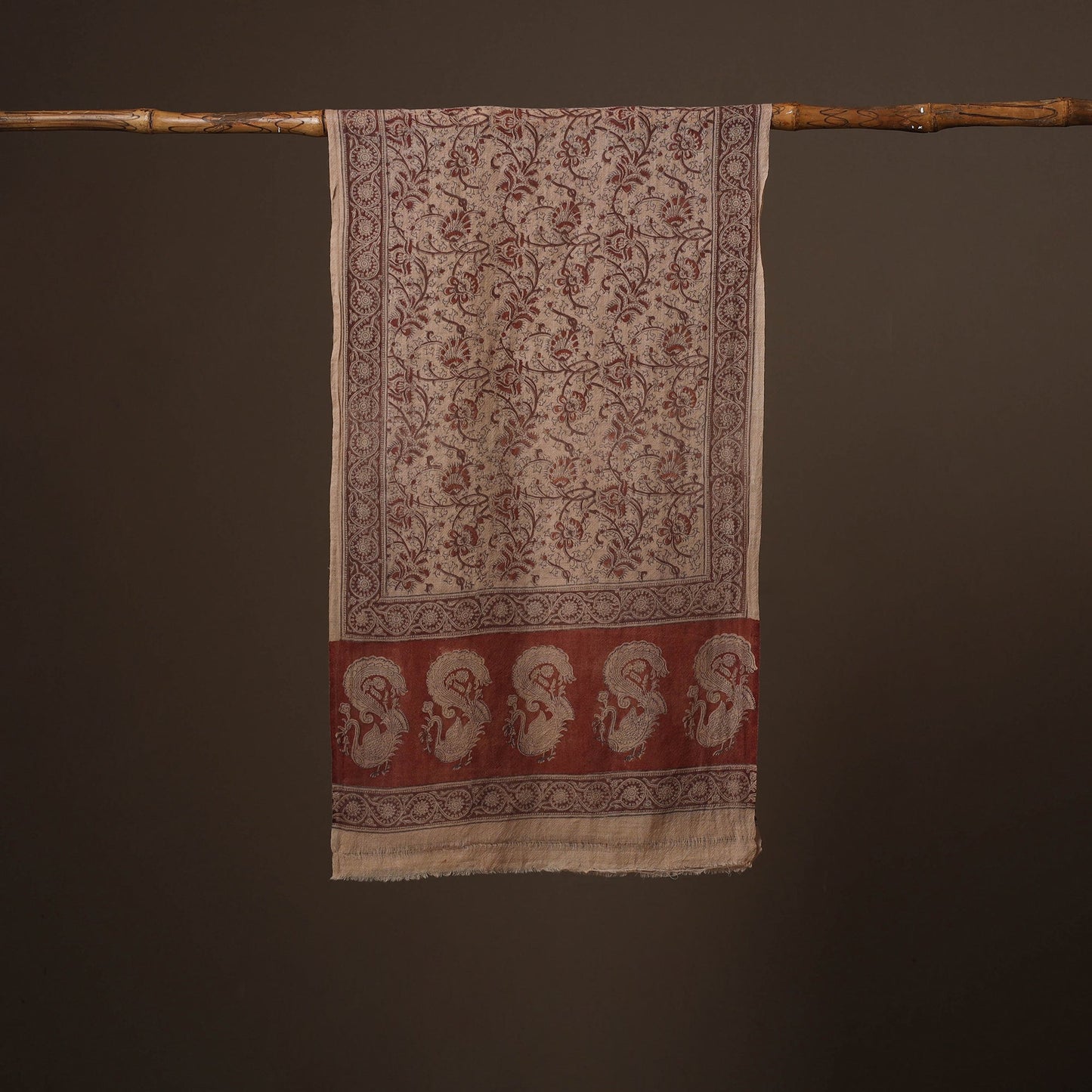 Pedana natural dyed hand wool kalamkari stole 06