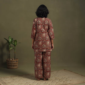 Red Pedana Natural Dyed Block Print Kalamkari Co-ord Set 