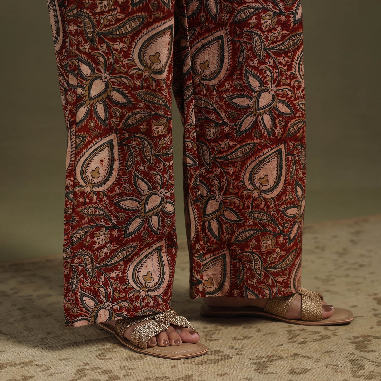 Red Pedana Natural Dyed Block Print Kalamkari Co-ord Set 