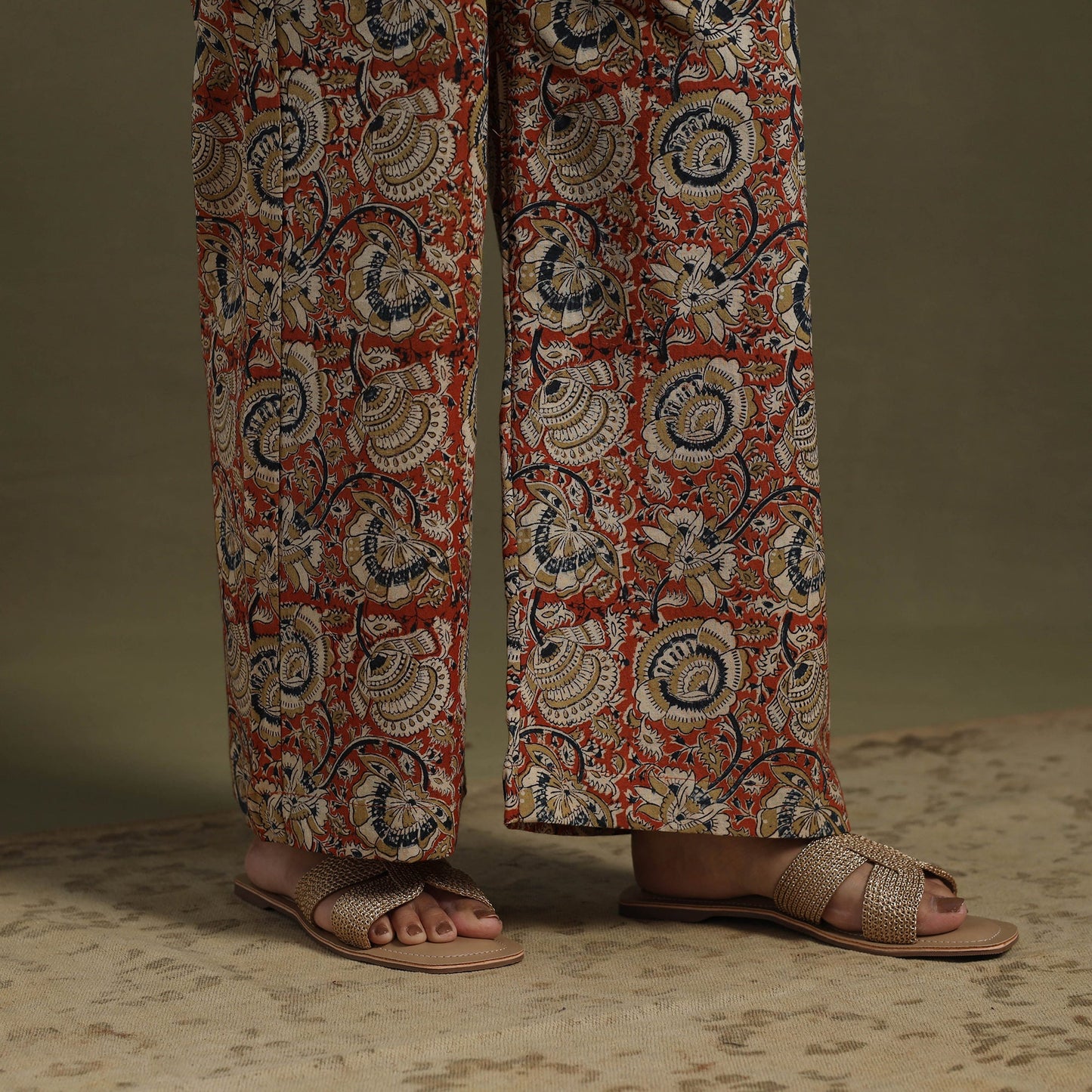 Red Pedana Natural Dyed Block Print Kalamkari Co-ord Set 