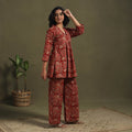 Red Pedana Natural Dyed Block Print Kalamkari Co-ord Set 