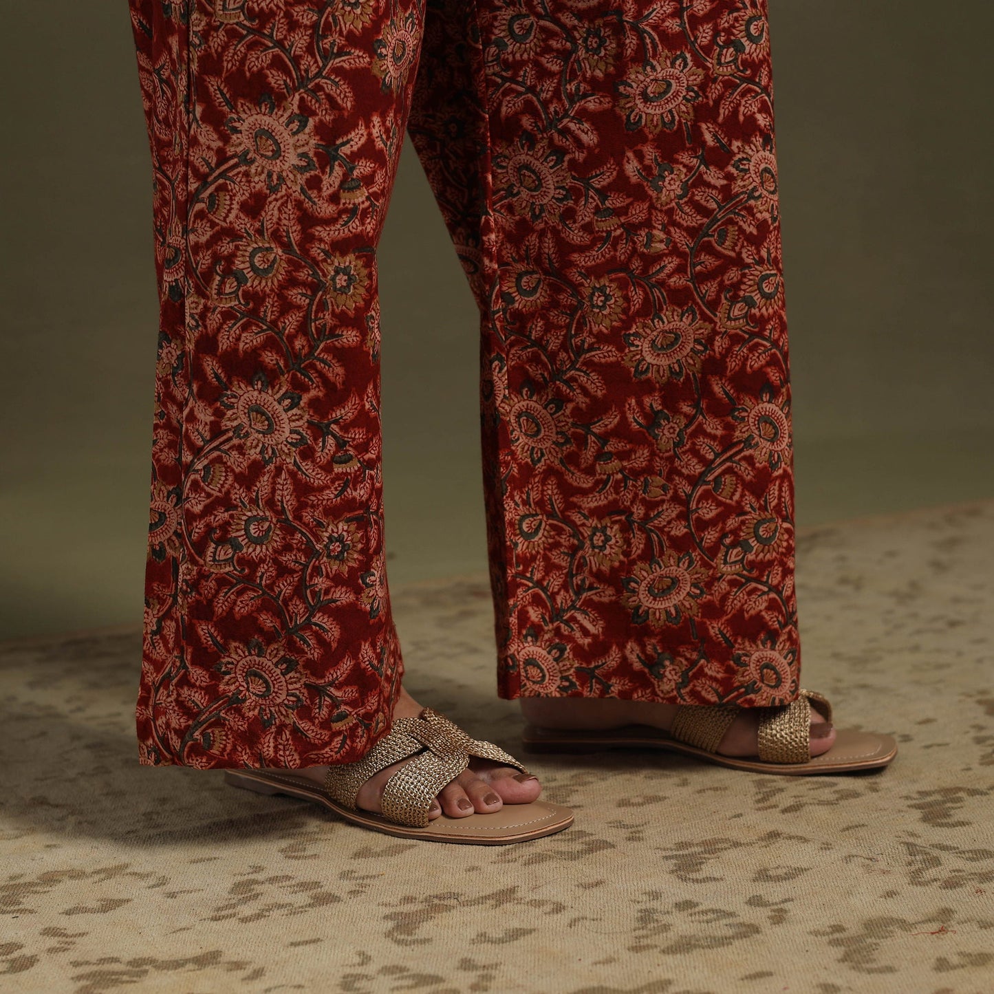 Red Pedana Natural Dyed Block Print Kalamkari Co-ord Set 