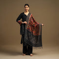 Pen Work Cotton Ikat Border Handpainted Kalamkari Dupatta
