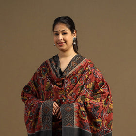 Pen Work Cotton Ikat Border Handpainted Kalamkari Dupatta