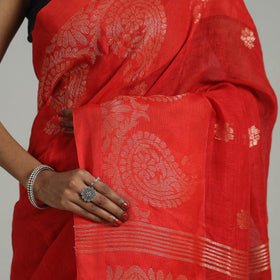 Red - phulia bengal hand weaving silk cotton saree