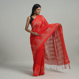 Red - phulia bengal hand weaving silk cotton saree