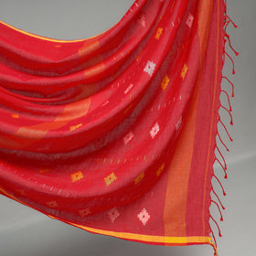 Red - Phulia Bengal Jamdani Buti Handloom Cotton Saree