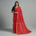 Red - Phulia Bengal Jamdani Buti Handloom Cotton Saree