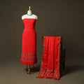 Phulkari hand embroidered crepe silk 3pc unstitched dress