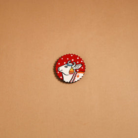 Red - pichwai handpainted wooden fridge magnet 27