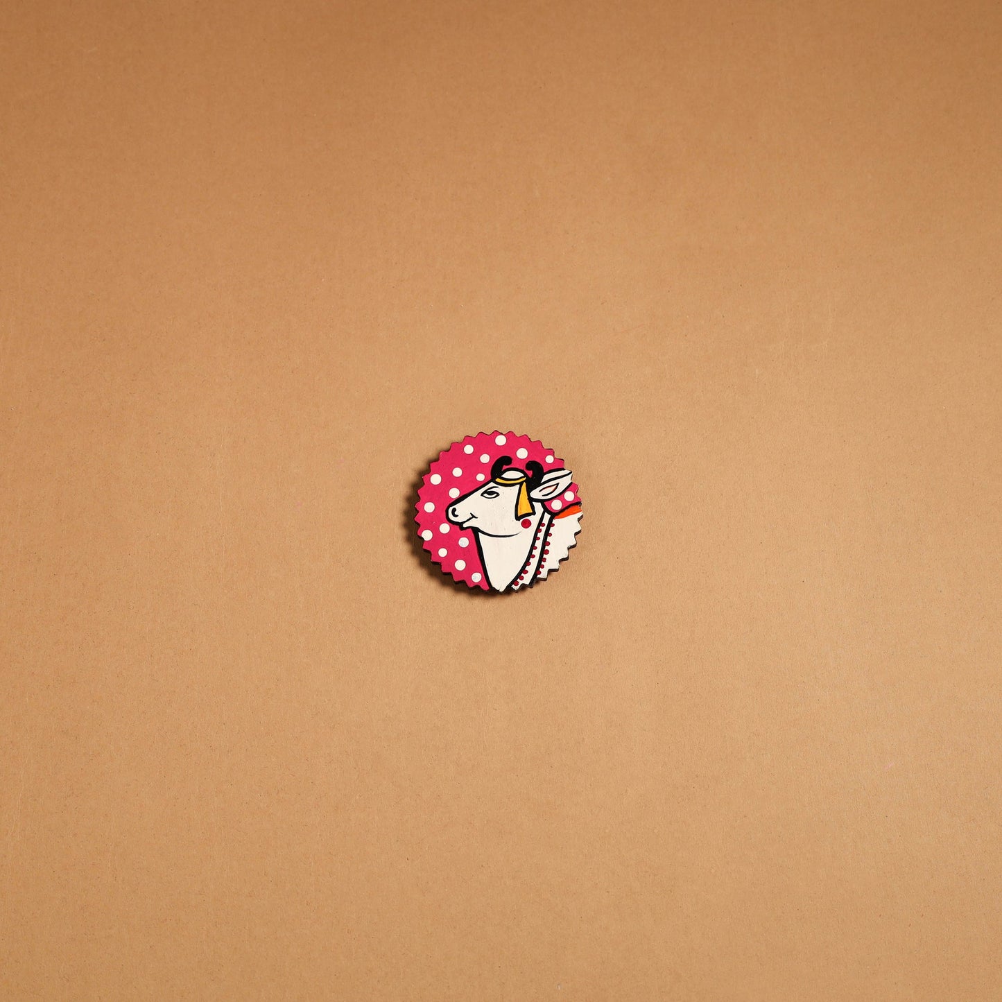 Red - pichwai handpainted wooden fridge magnet 28