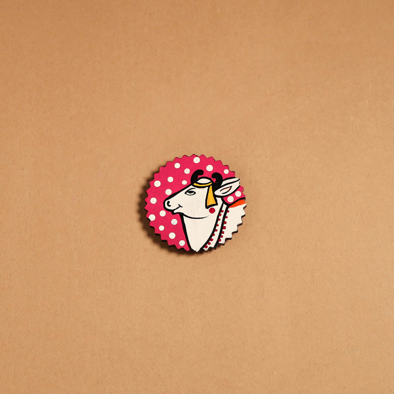 Red - pichwai handpainted wooden fridge magnet 28