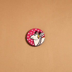 Red - pichwai handpainted wooden fridge magnet 28