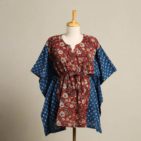 Red - pintuck bagru mosaic fusion cotton kaftan (short) 44