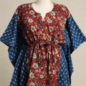 Red - pintuck bagru mosaic fusion cotton kaftan (short) 44