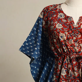 Red - pintuck bagru mosaic fusion cotton kaftan (short) 44