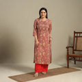 Red - pintuck cotton straight sanganeri kurta 15