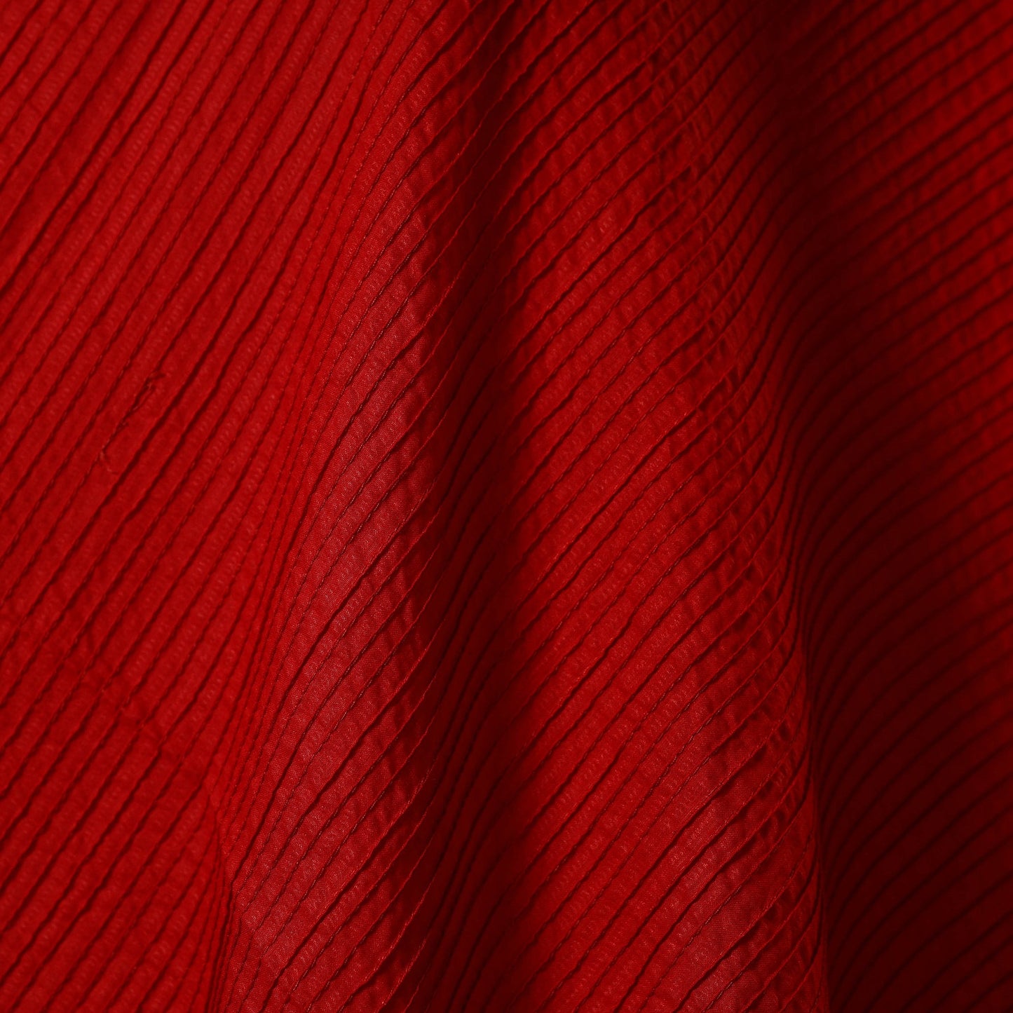 Red - pintuck plain cotton fabric 09 - handcrafted