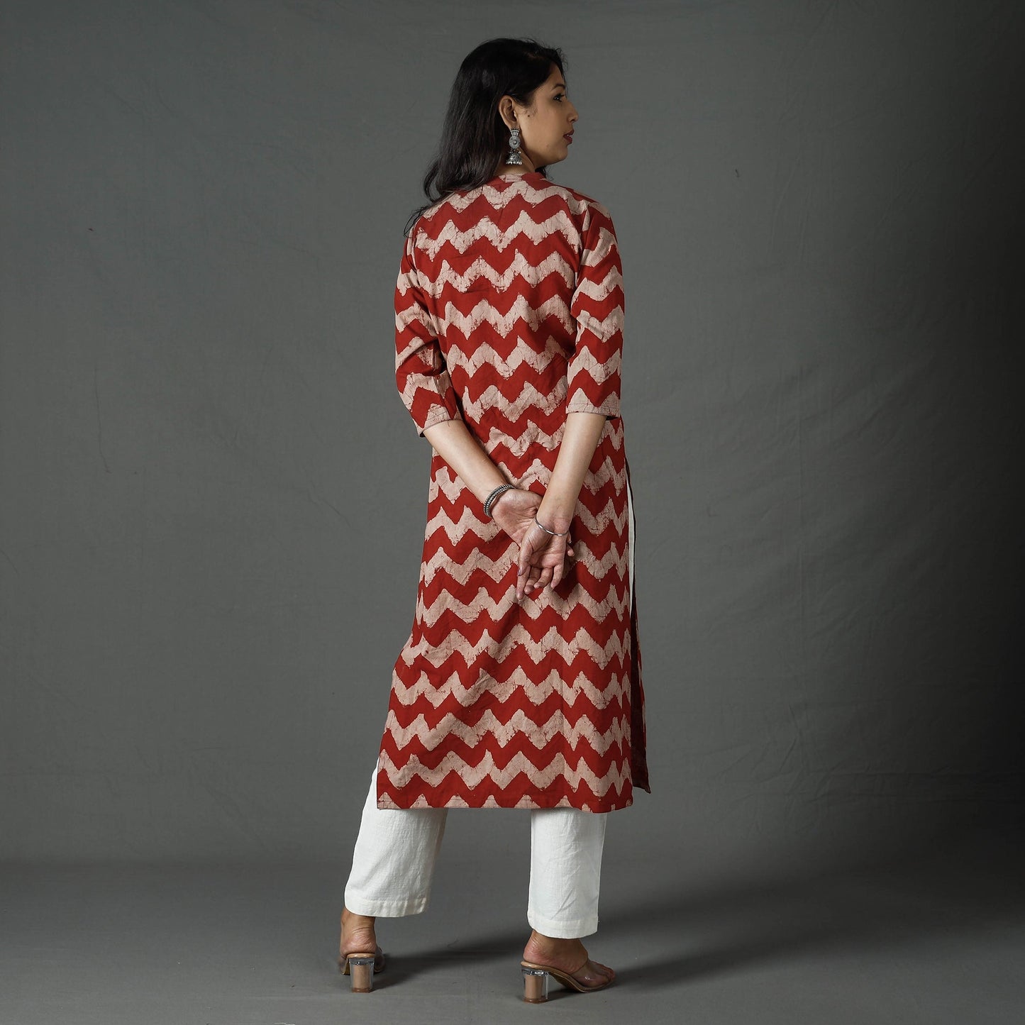 Buy Pipad Block Printed Cotton Long Kurta for Women