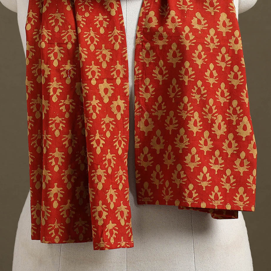 Red - pipad cotton stole 16 - handcrafted