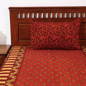  Pipad Block Printed Cotton Single Bed Cover with Pillow Covers 