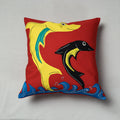 Red Pipli Applique Work Cotton Cushion Cover