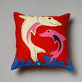 Red Pipli Applique Work Cotton Cushion Cover 
