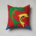 Red Pipli Applique Work Cotton Cushion Cover