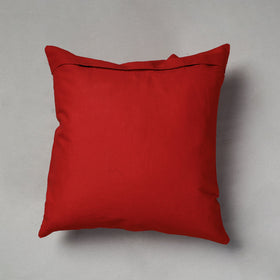 Red Pipli Applique Work Cotton Cushion Cover