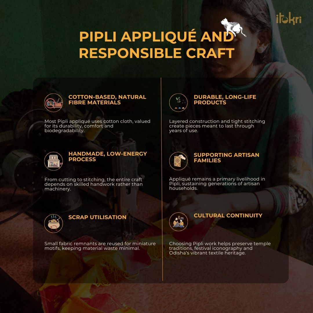 Red - pipli applique work cotton cushion cover (16 x 16 in)