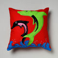 Red Pipli Applique Work Cotton Cushion Cover 