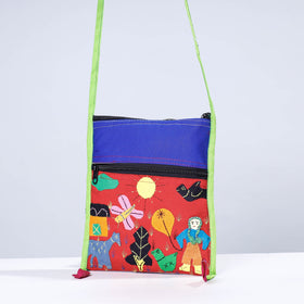 Multicolor - Pipli Applique Work Cotton Sling Bag