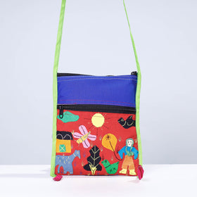 Multicolor - Pipli Applique Work Cotton Sling Bag