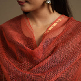 Red Plain Cotton Kota Doria Dupatta