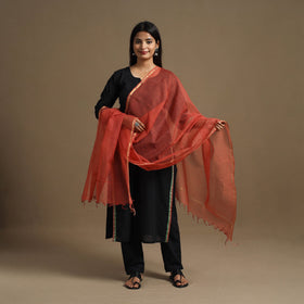 Red Plain Cotton Kota Doria Dupatta