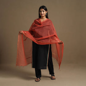 Red Plain Cotton Kota Doria Dupatta