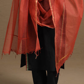 Red Plain Cotton Kota Doria Dupatta