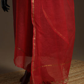 Plain cotton kota doria dupatta 12 - handcrafted