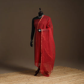 Plain cotton kota doria dupatta 12 - handcrafted