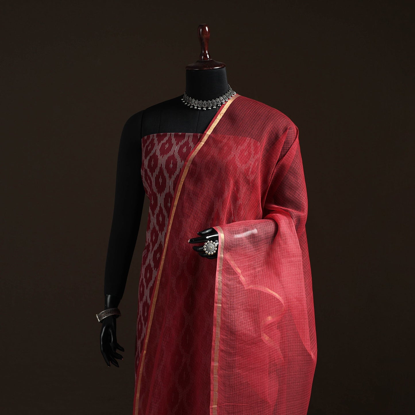 Plain cotton kota doria dupatta 14 - handcrafted