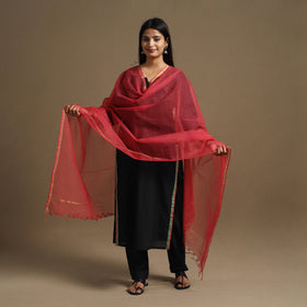 Buy Red Plain Cotton Kota Doria Dupatta