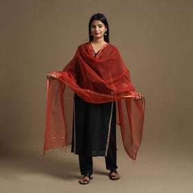 Buy Red Plain Cotton Kota Doria Dupatta