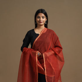 Buy Red Plain Cotton Kota Doria Dupatta