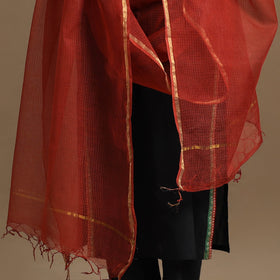 Buy Red Plain Cotton Kota Doria Dupatta