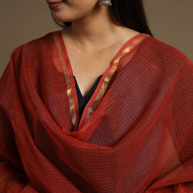 Buy Red Plain Cotton Kota Doria Dupatta