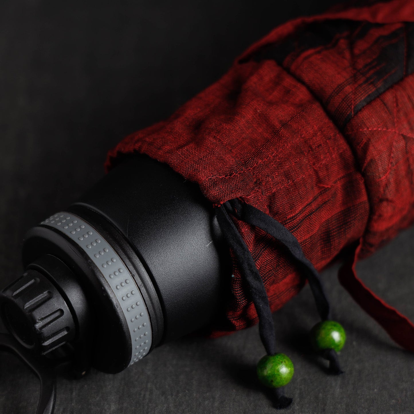  Red Block Printed Cotton Water Bottle Cover