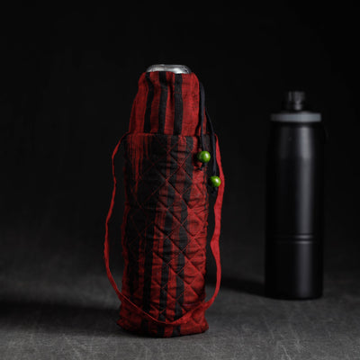  Red Block Printed Cotton Water Bottle Cover