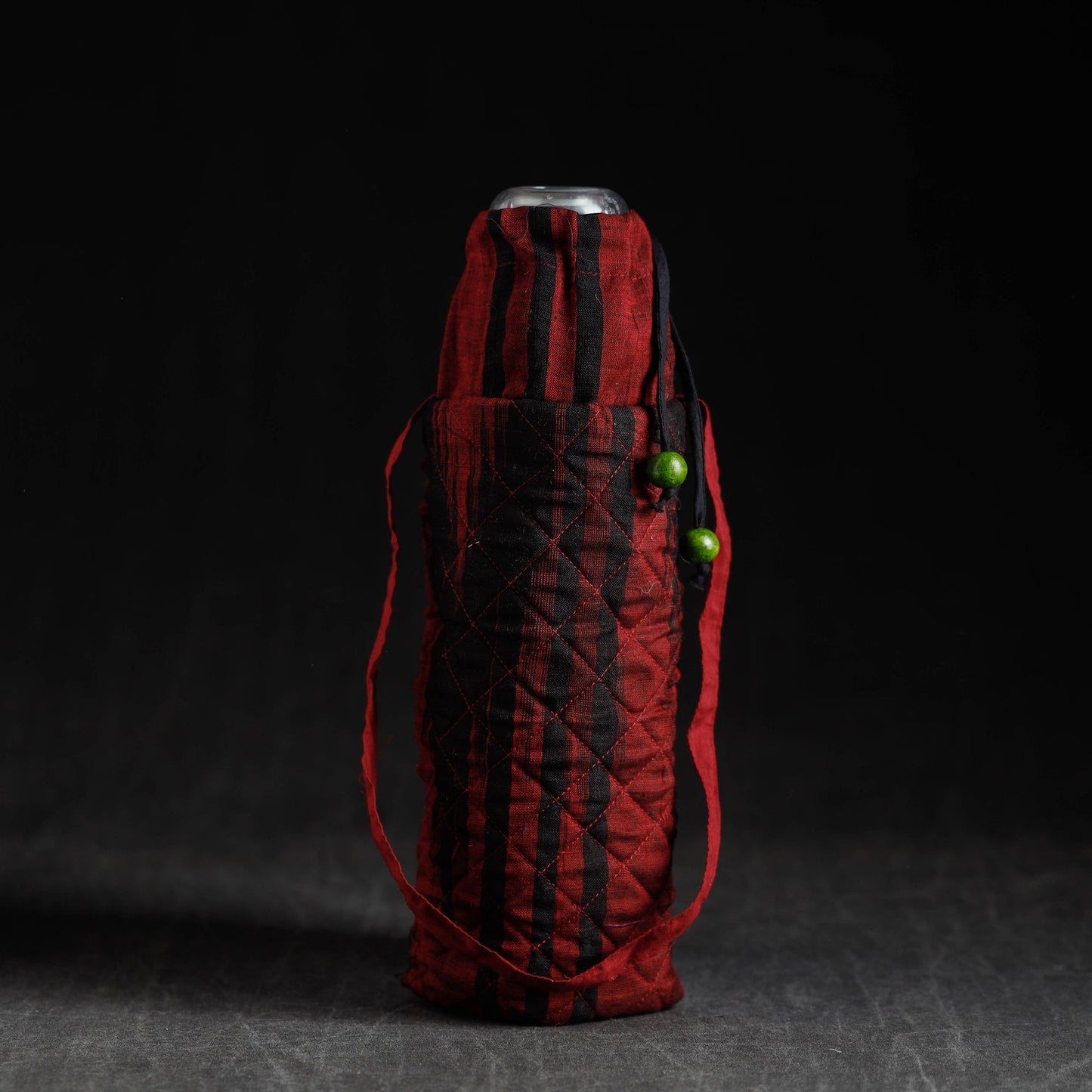  Red Block Printed Cotton Water Bottle Cover
