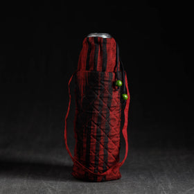 Red Block Printed Cotton Water Bottle Cover